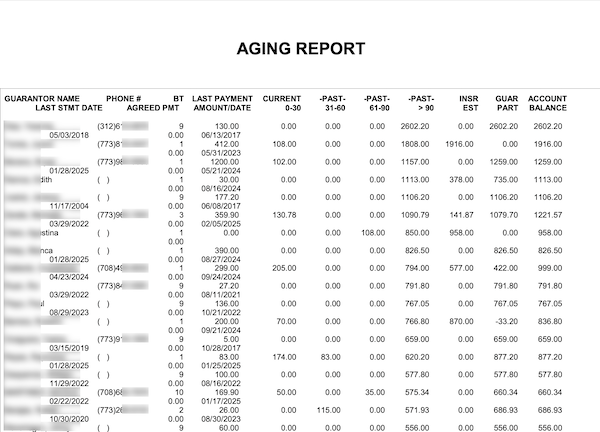 Dentrix Standard Aging Report